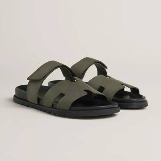Hermès Chypre Leather Sandals - Light Green, 43