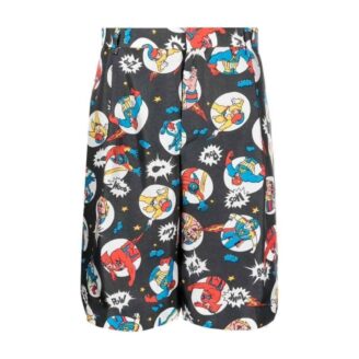 Moschino Comic Print Silk Shorts