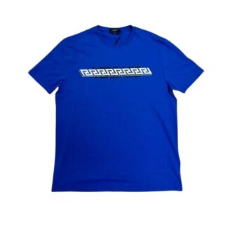 Versace Men's Blue La Greca Print T-Shirt