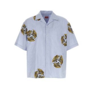 Kenzo Tiger Crest Striped Silk Shirt