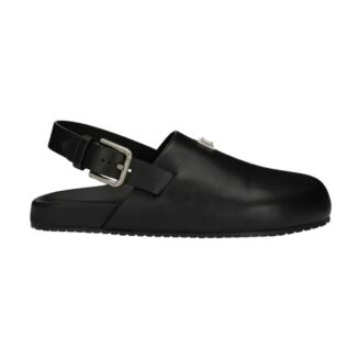 Dolce & Gabbana Logo Plate Leather Clogs