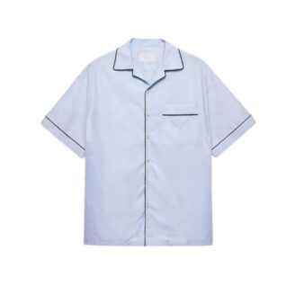 Prada Brand Applique Contrast Cotton Shirt