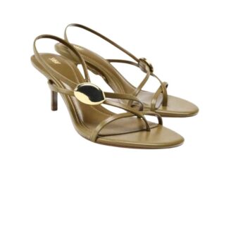 ZARA Gold Ring Strappy Leather Sandal Heels