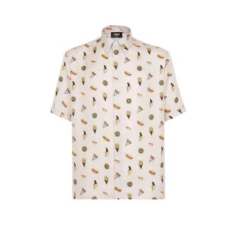Fendi Fast Food Print Silk Shirt