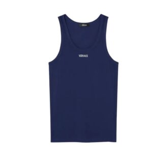 Versace Logo-Embroidered Ribbed Tank Top
